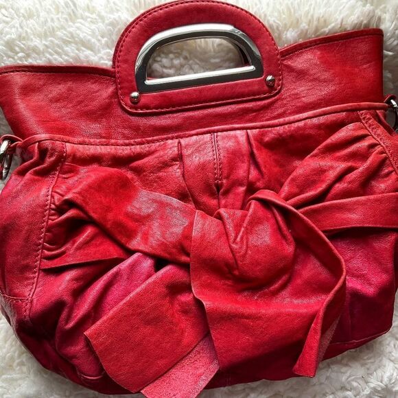 Red Raspberry Gustto Leather Handbag - Picture 1 of 6